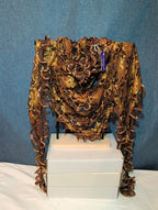 Laurena by LJL Metallic Lace Scarf Wrap Henna Rust Ruffled Boho NWT 63x23
