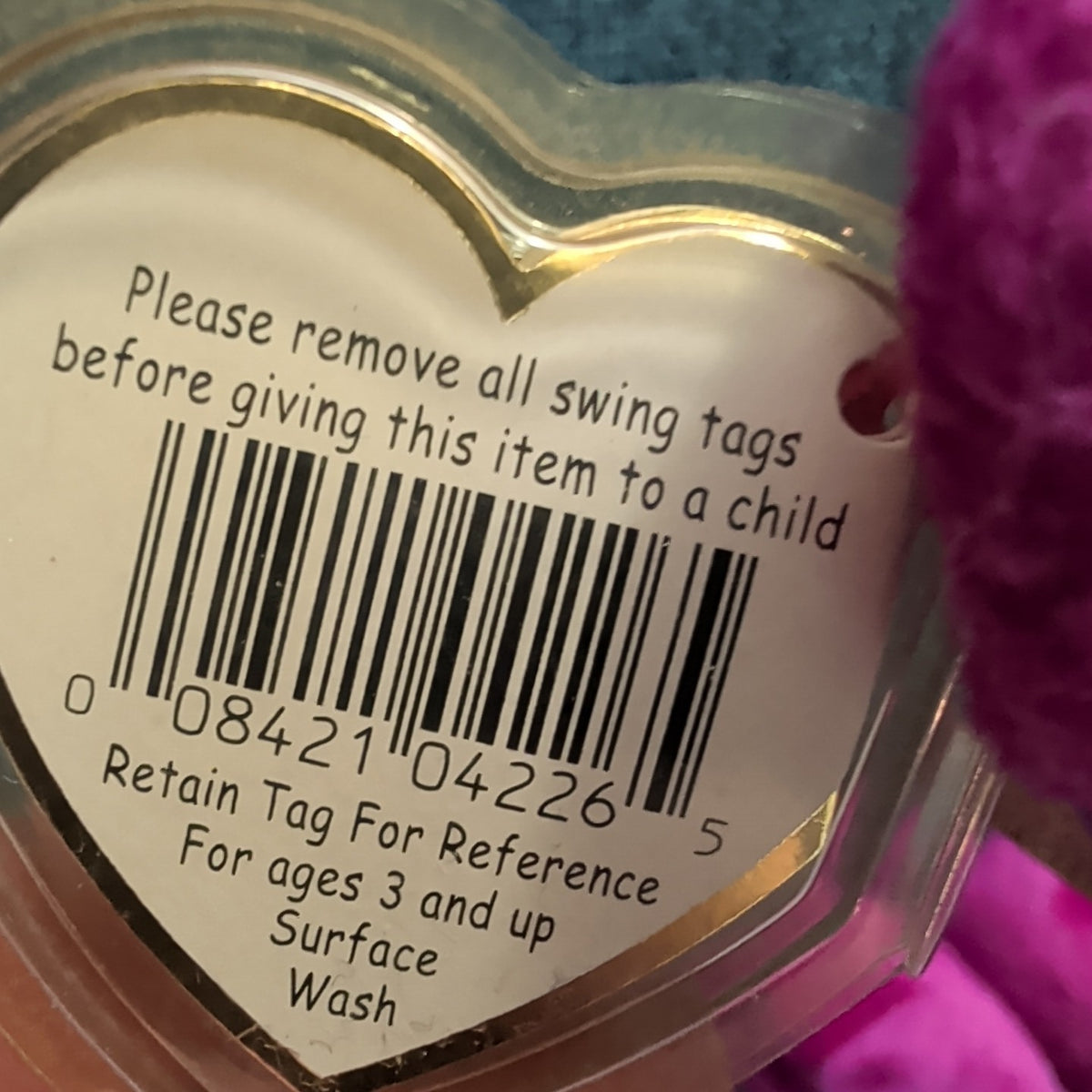 Ty Beanie Baby Millennium Bear MWMT Retired Holographic Tag Purple 2000 Y2K Toy