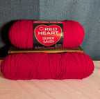 Red Heart Super Saver Cherry Red Yarn Lot 2 Skeins Worsted E300 New & Used
