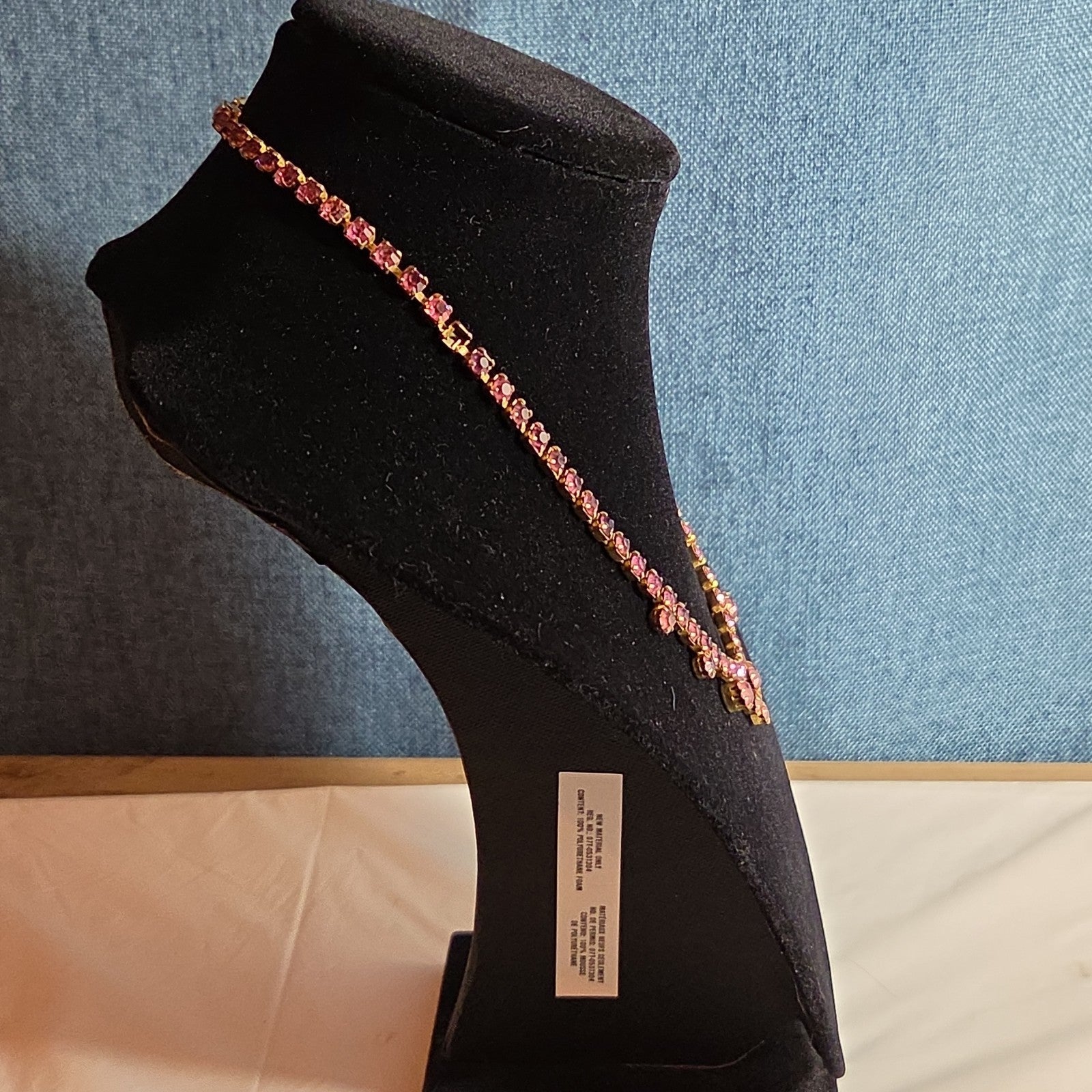 Fringe Necklace Pink Rhinestone Gold Tone Retro Glam