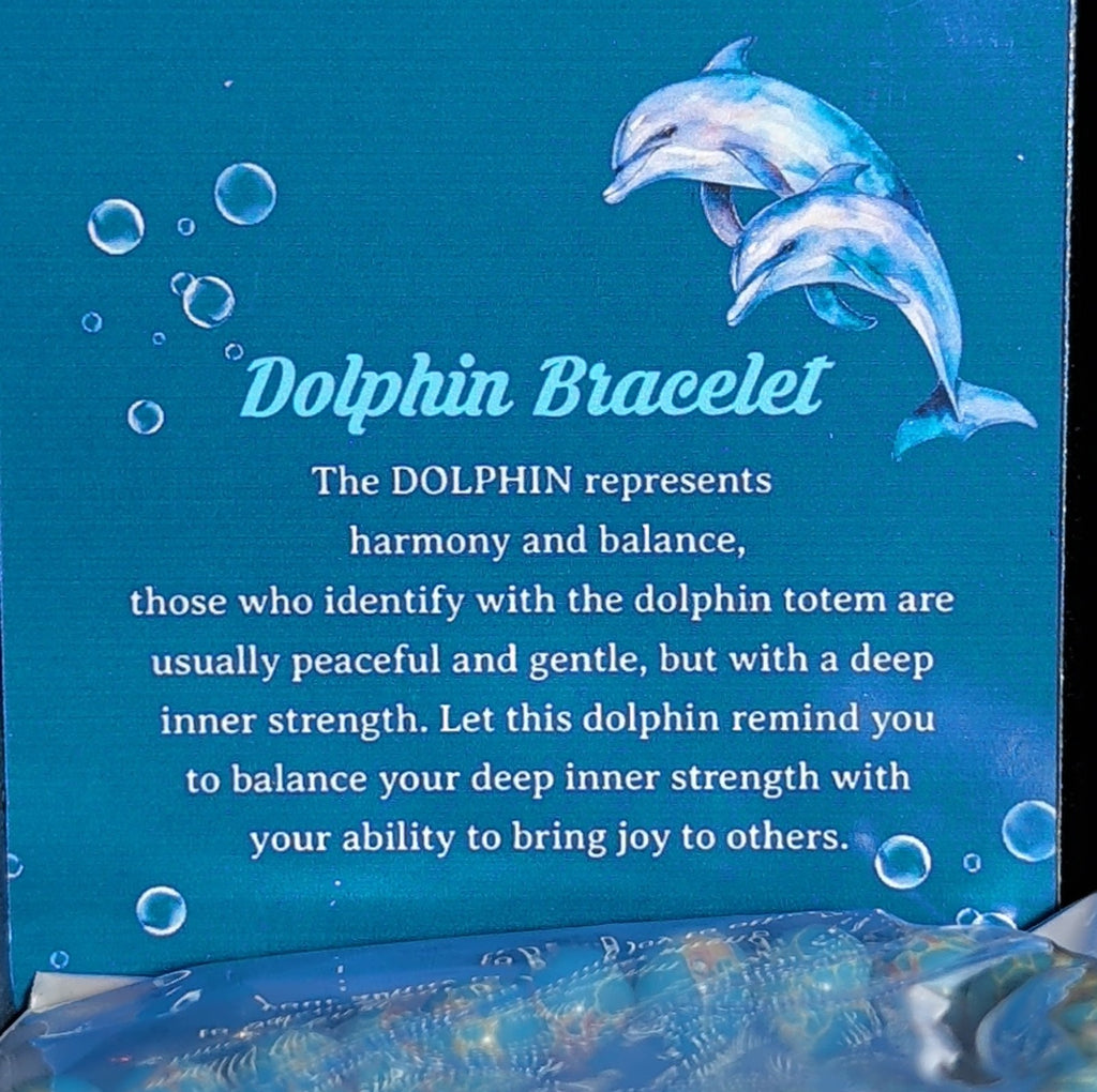 Dolphin Charm Blue Imperial Jasper 8mm Stretch Bracelet Boho NIB