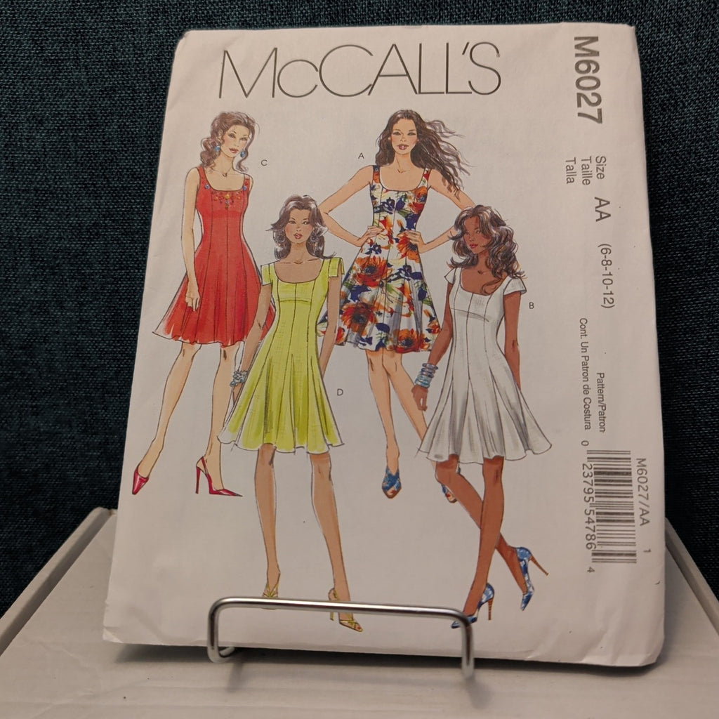 McCall's M6027 Sewing Pattern | Flared Princess Seam Dress Sizes 6-12 UNCUT OOP