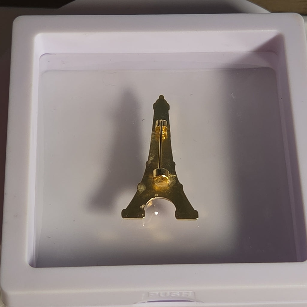 Paris Eiffel Tower Enamel Metal Brooch Vintage Pin