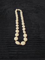 Vintage Cream Lucite Bead Necklace Graduated Flat Oval Disc Chain 32" No Clasp