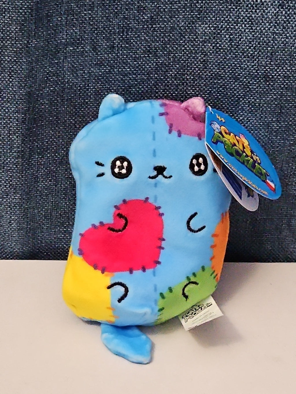 Cats vs Pickles Stitches #503 | Fuchsia Series Bean Plush | Blue Patchy Cat