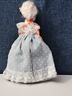 Vintage 5.5" Costume Doll | Blue Polka Dot Rococo Dress | Hard Plastic Souvenir