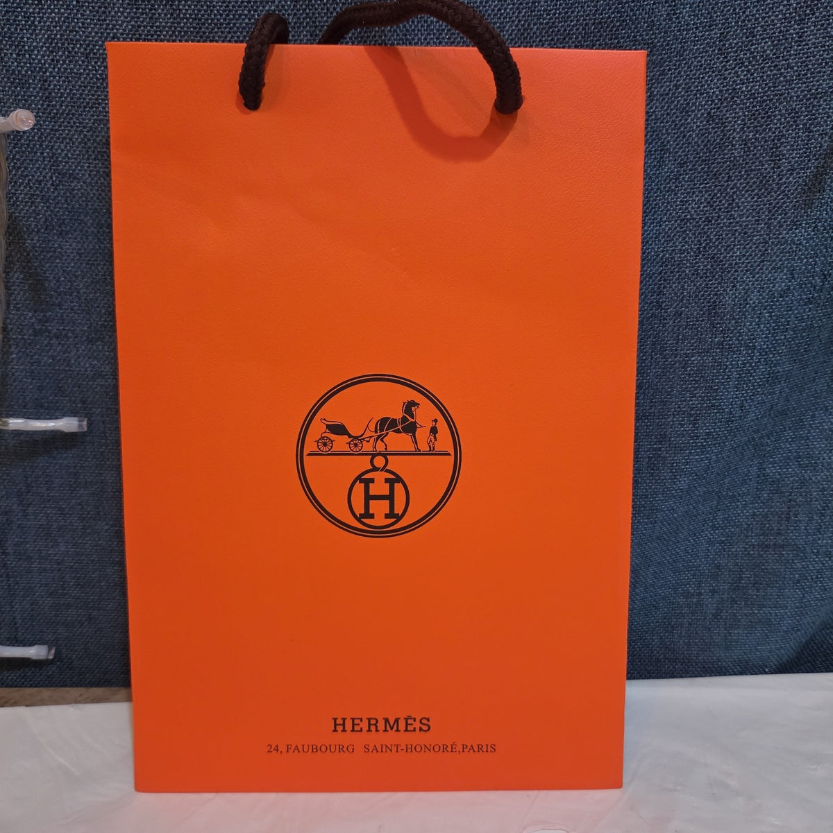 Hermes Small Orange Shopping Bag Authentic Paper Gift Tote Luxury Decor