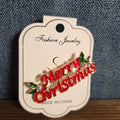 Merry Christmas Brooch Red Enamel Rhinestone Holiday Pin NWT