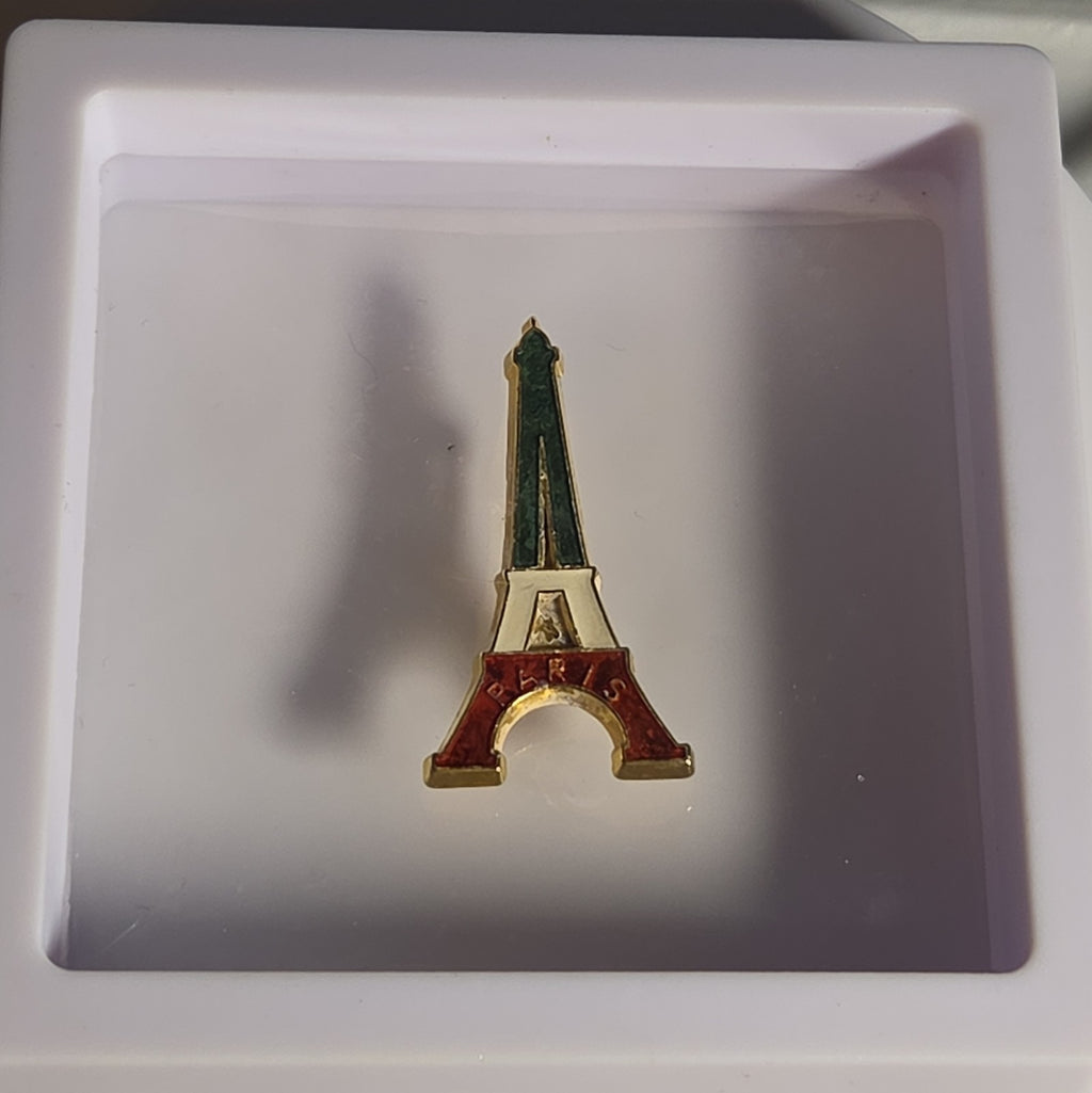Paris Eiffel Tower Enamel Metal Brooch Vintage Pin
