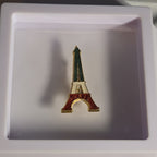 Paris Eiffel Tower Enamel Metal Brooch Vintage Pin