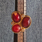 Red Gemstone Cluster Ring Gold Tone Statement Size 8.5
