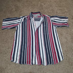 Pine Grove Striped Button Down Shirt Cotton Vintage 90s Retro Men Size M