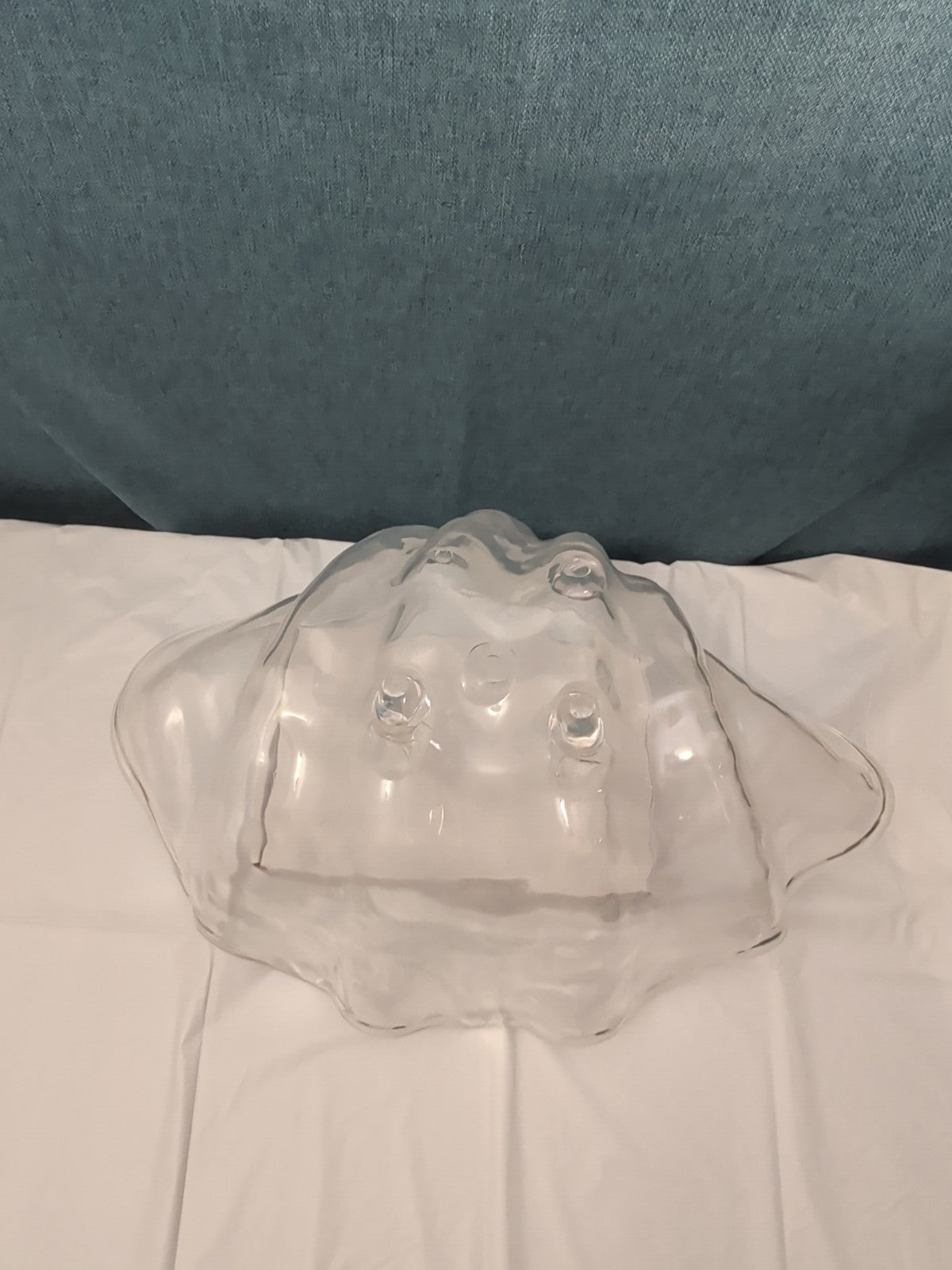 Large Acrylic Clam Shell Serving Bowl 18" Wavy Scalloped Beach House Centerpiece