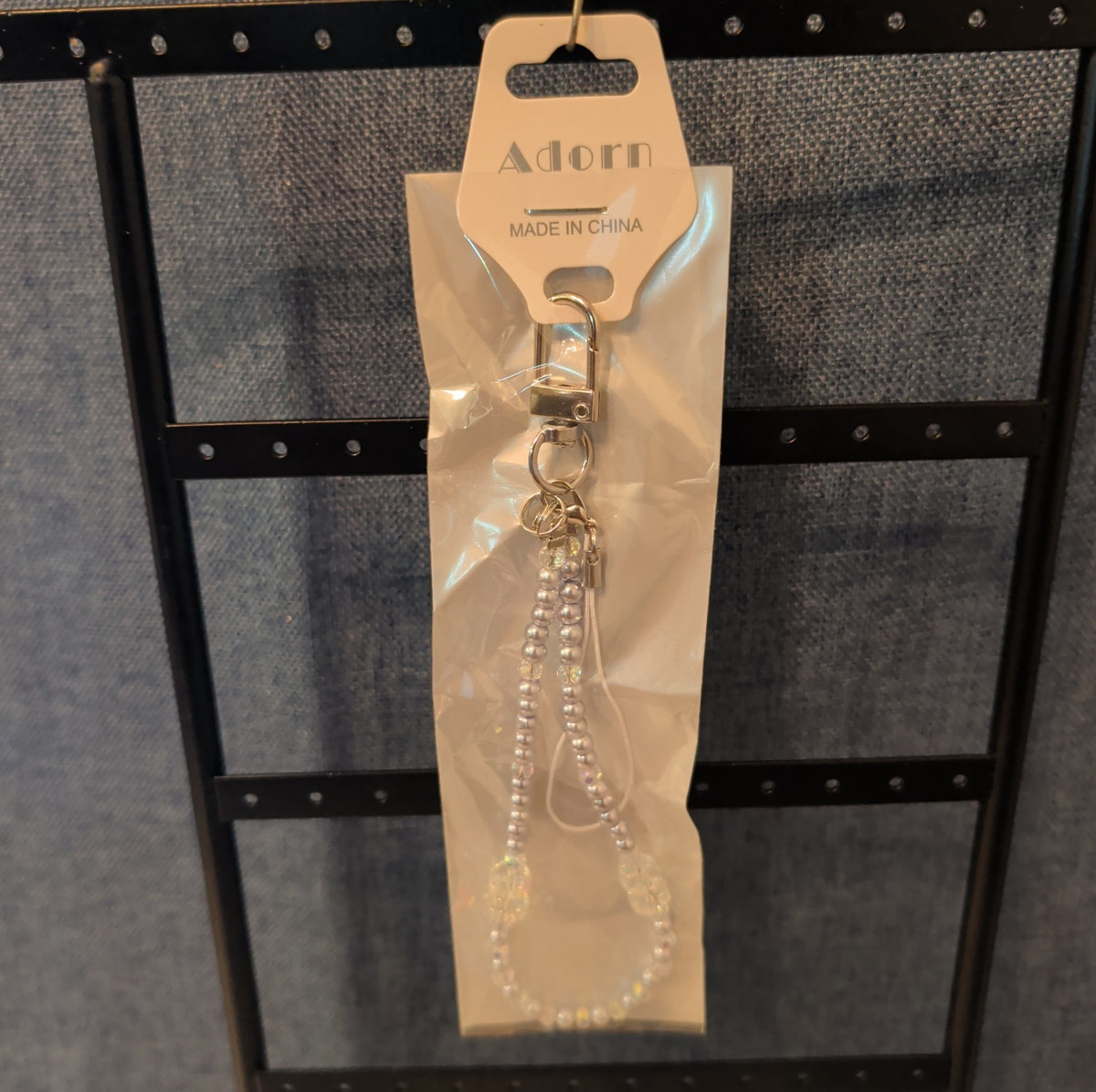 Adorn Beaded Phone Strap Charm Pearl Glass Crystal Y2K Keychain New Card
