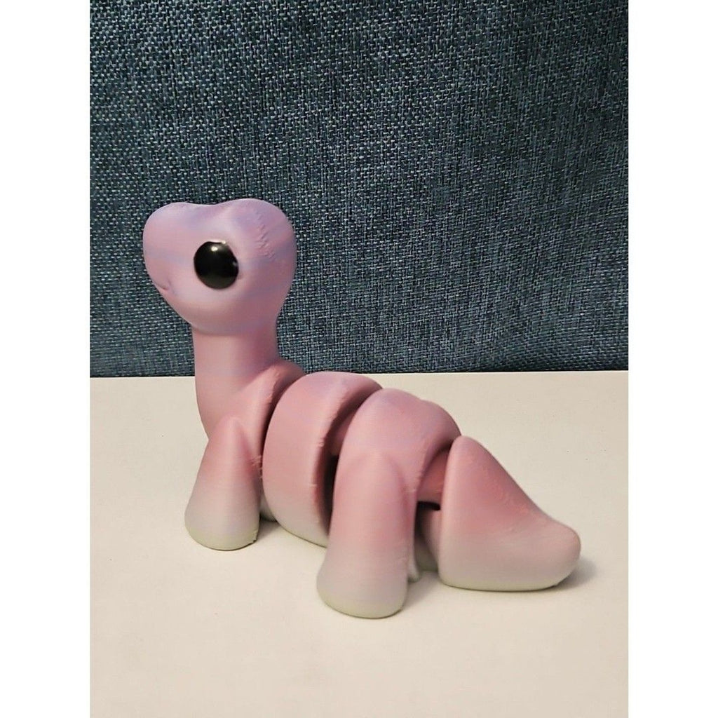 Mini Articulated Brontosaurus Fidget Toy | 3D Printed Dinosaur | Pink Purple