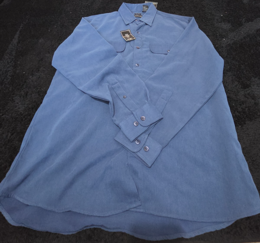George Sueded Shirt Mens M Blue Long Sleeve Button Up NWT