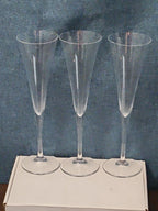 Set of 3 Tall Champagne Flutes | 9.5" Trumpet Shape | Elegant Clear Glass