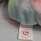 Ty Beanie Baby Peace Bear 1997 Retired - Unique Pastel Tie Dye Tag Protector
