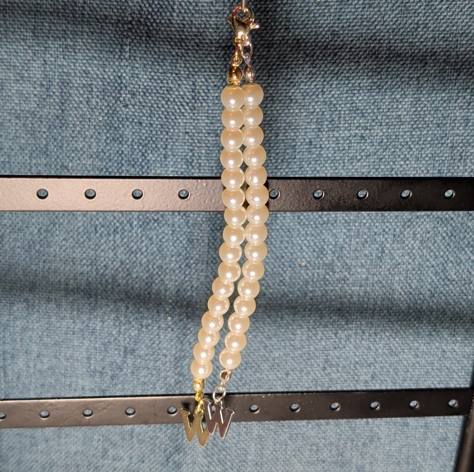 Faux Pearl Purse Charm Gold Silver Tone W Letter Initial
