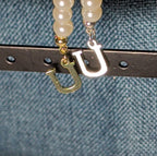Faux Pearl Purse Charm Gold Silver Tone Letter U