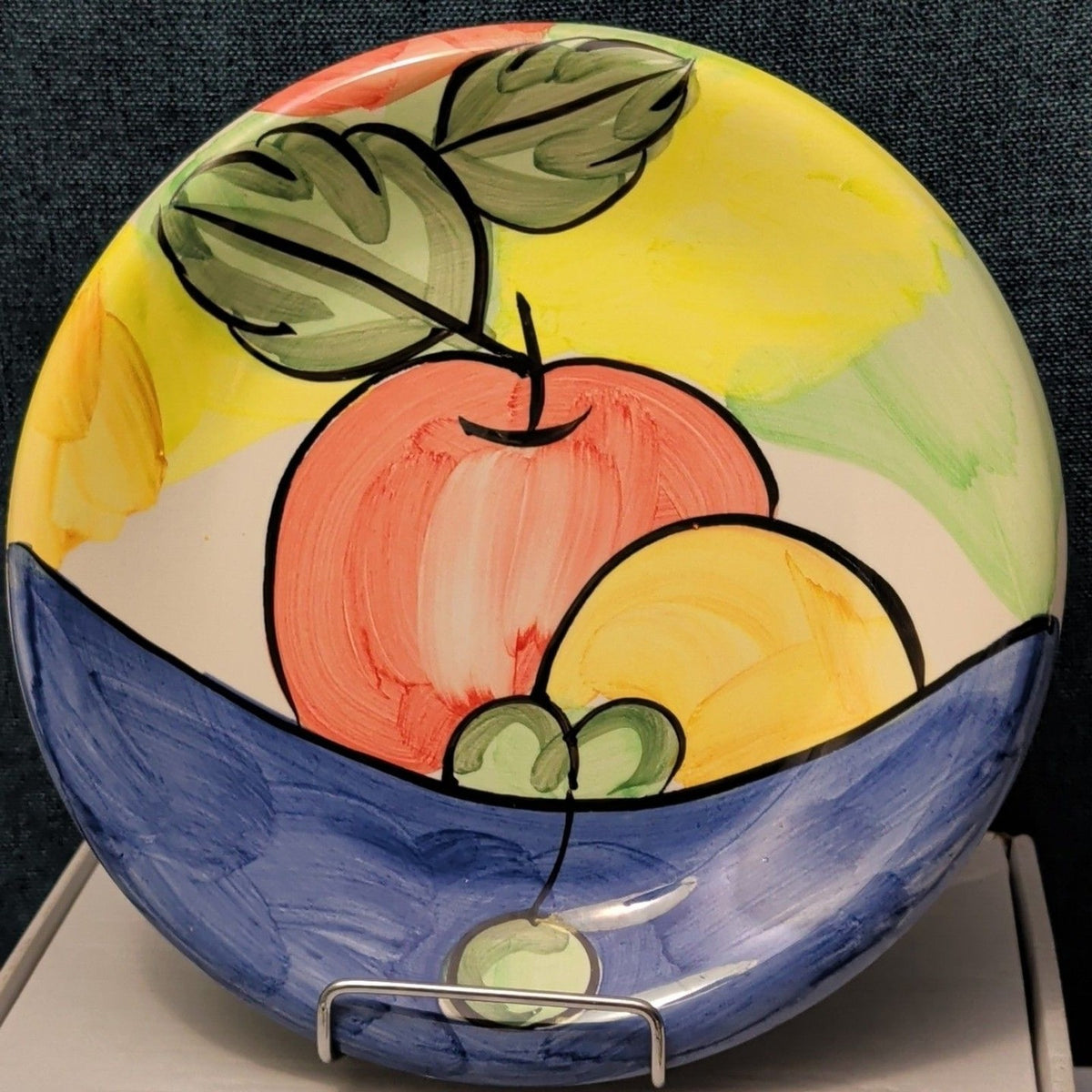 Bella Ceramica Alfresco Fruit Dinner Plates 10 in Hand Painted Set of 7