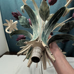 Vintage Floral Chandelier 6-Arm | Purple Tulips MCM | Hollywood | Tested