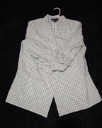 Rachel Zoe Open Front Blazer Women's S White Black Check 3/4 Sleeve Ruche Size L