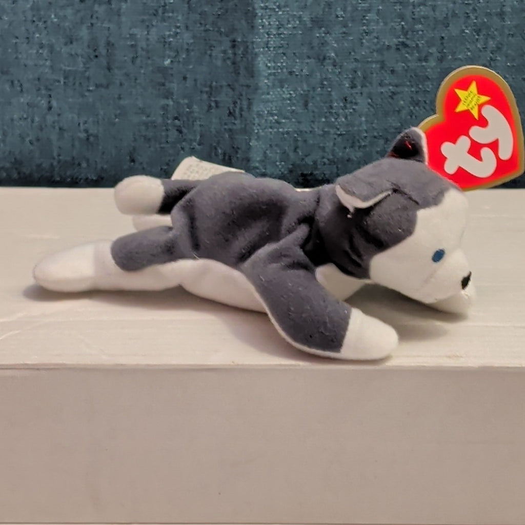Ty Teenie Beanie Baby Nook the Husky 1999 McDonald's Plush Dog Grey White Tag