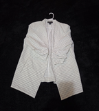Rachel Zoe Open Front Blazer Women's S White Black Check 3/4 Sleeve Ruche Size L