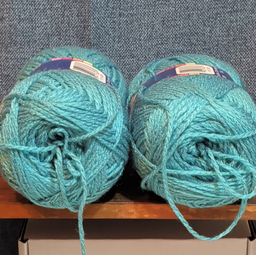 Herrschners Afghan Yarn 2 Ply Teal Acrylic 2 Skein Lot 0036