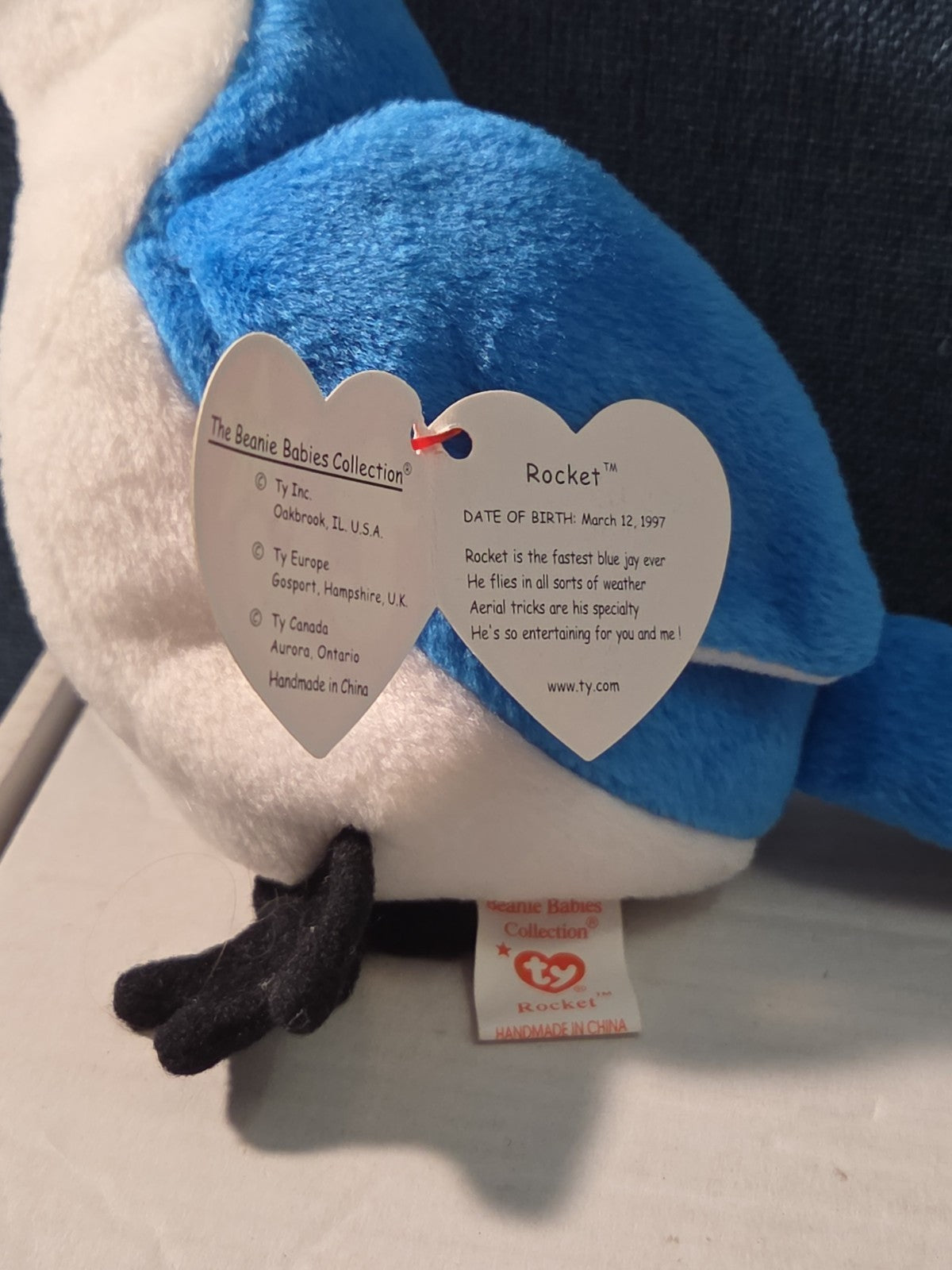 Ty Beanie Baby Rocket the Blue Jay Set Standard & Teenie Beanie 1998 NWT Bird