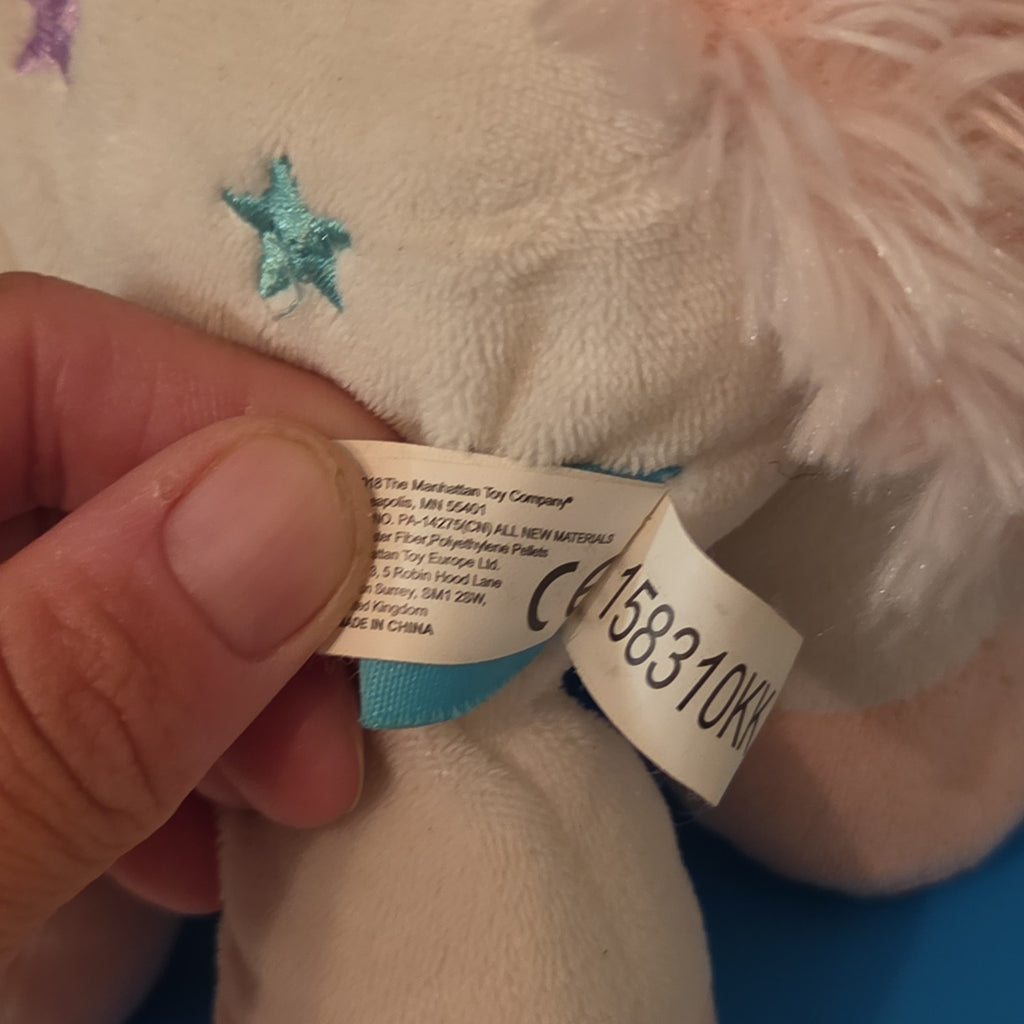 Manhattan Toy White Pink Unicorn Plush Rainbow Stars