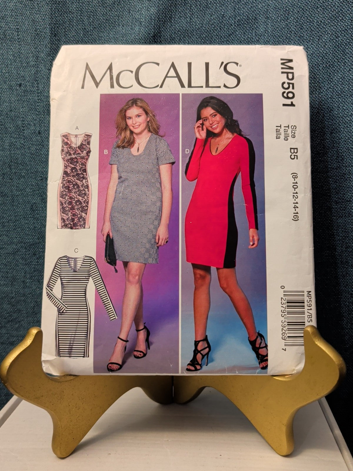 UNCUT McCall's M7652 (MP591) Pattern | Slimming Color Block Knit Dress Size 8-16