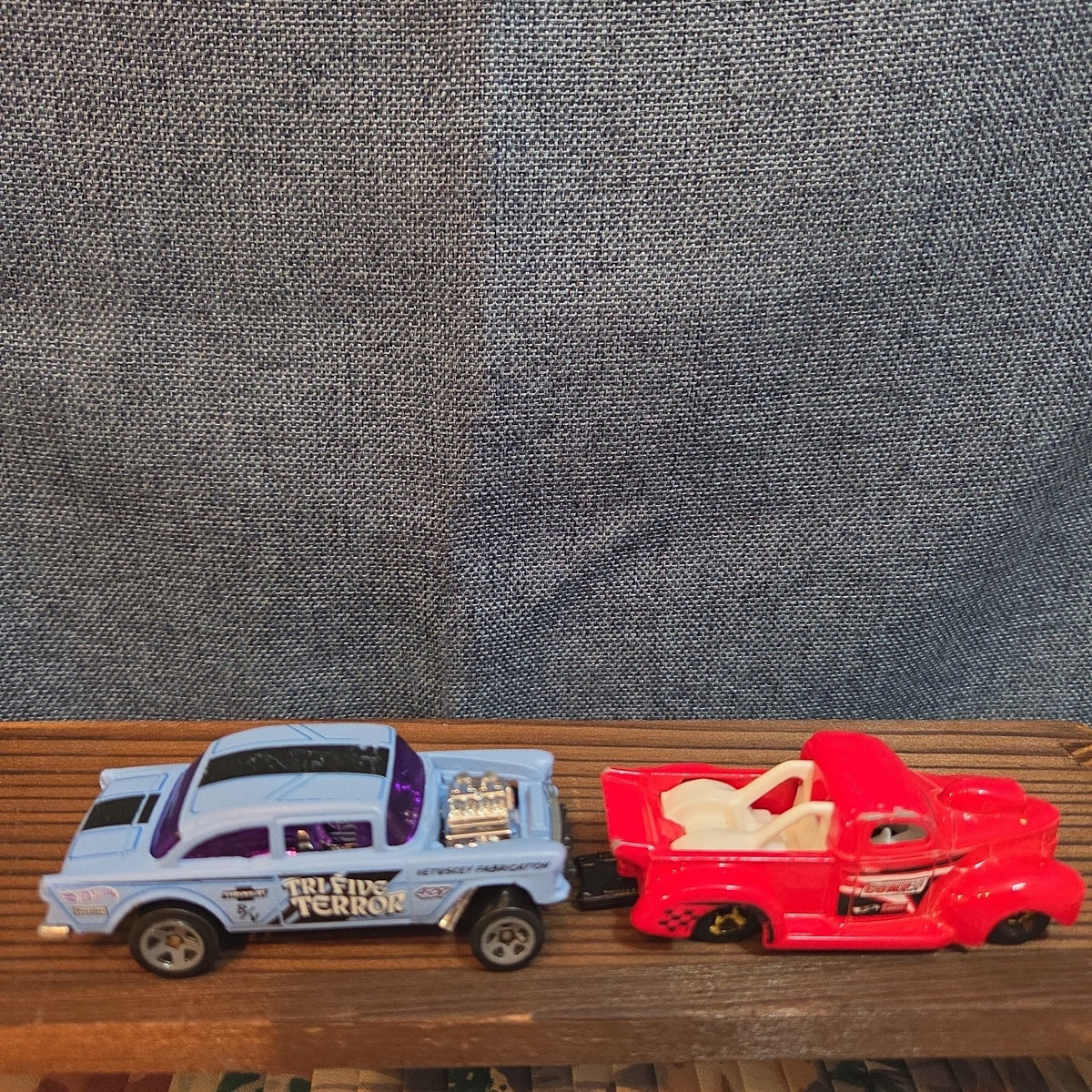 Hot Wheels Lot 2 Diecast Cars 1998 2012 Blue 55 Chevy Red Pickup Truck