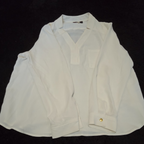Nine West Blouse White Pocket Split Neck Career Top Gently Used Size PXL