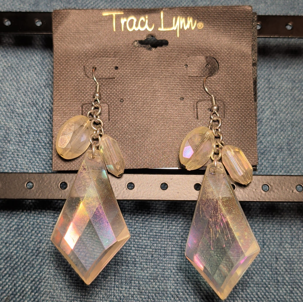 Traci Lynn Iridescent Statement Bib Necklace Earring Set Vintage Style