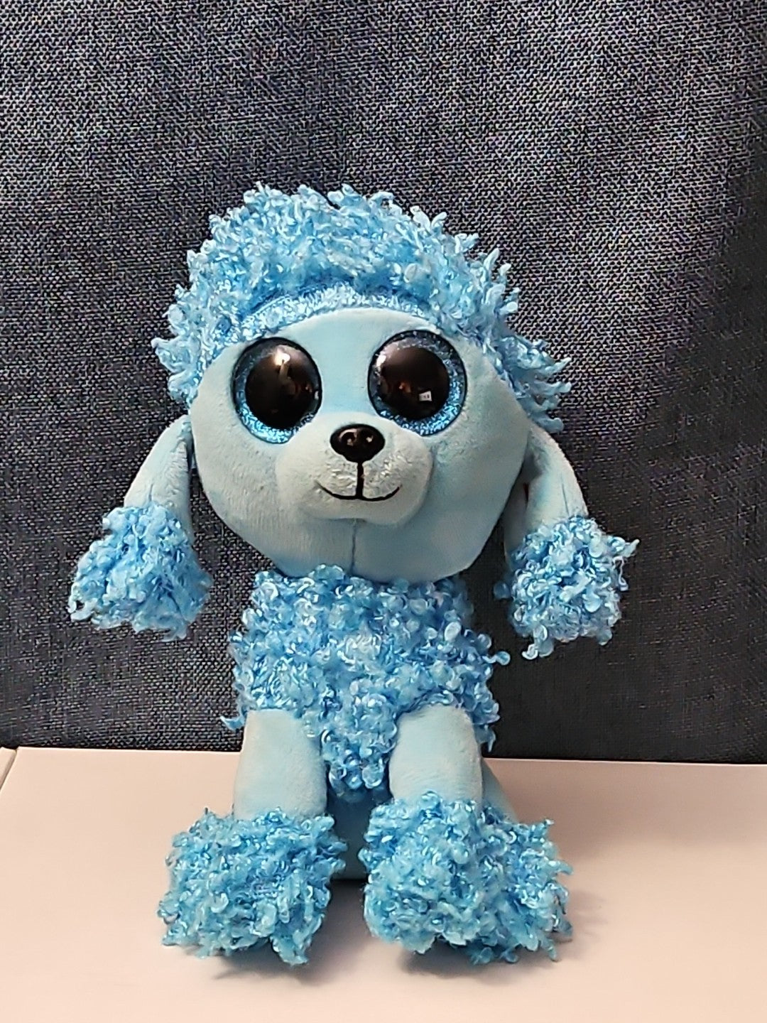 Retired Ty Beanie Boos Mandy Blue Poodle Plush 10" Medium Buddy |  Sparkle Eyes