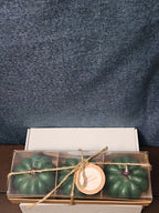 Set of 3 Green Pumpkin Candles | Vanilla Scented Molded Wax | Fall Farmhouse