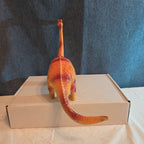 Apatosaurus Dinosaur Toy 11” Soft Vinyl Orange Red Stripe Brontosaurus Figure