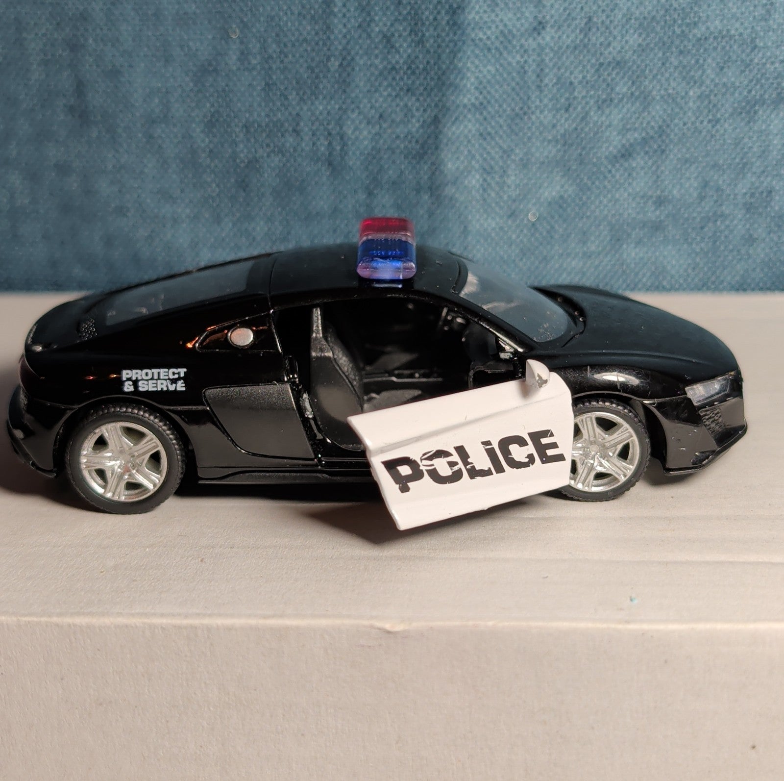 RMZ City Audi R8 Police Car 1/36 Diecast Pull Back Opening Doors PreOwned