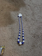 Chunky Bubblegum Bead Necklace Earring Set Blue White Retro