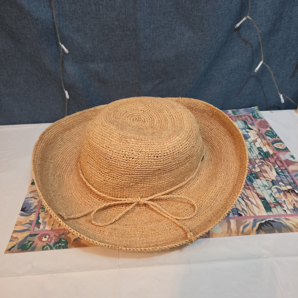Scala 100% Raffia Wide Brim Sun Hat Natural Straw Summer Beach