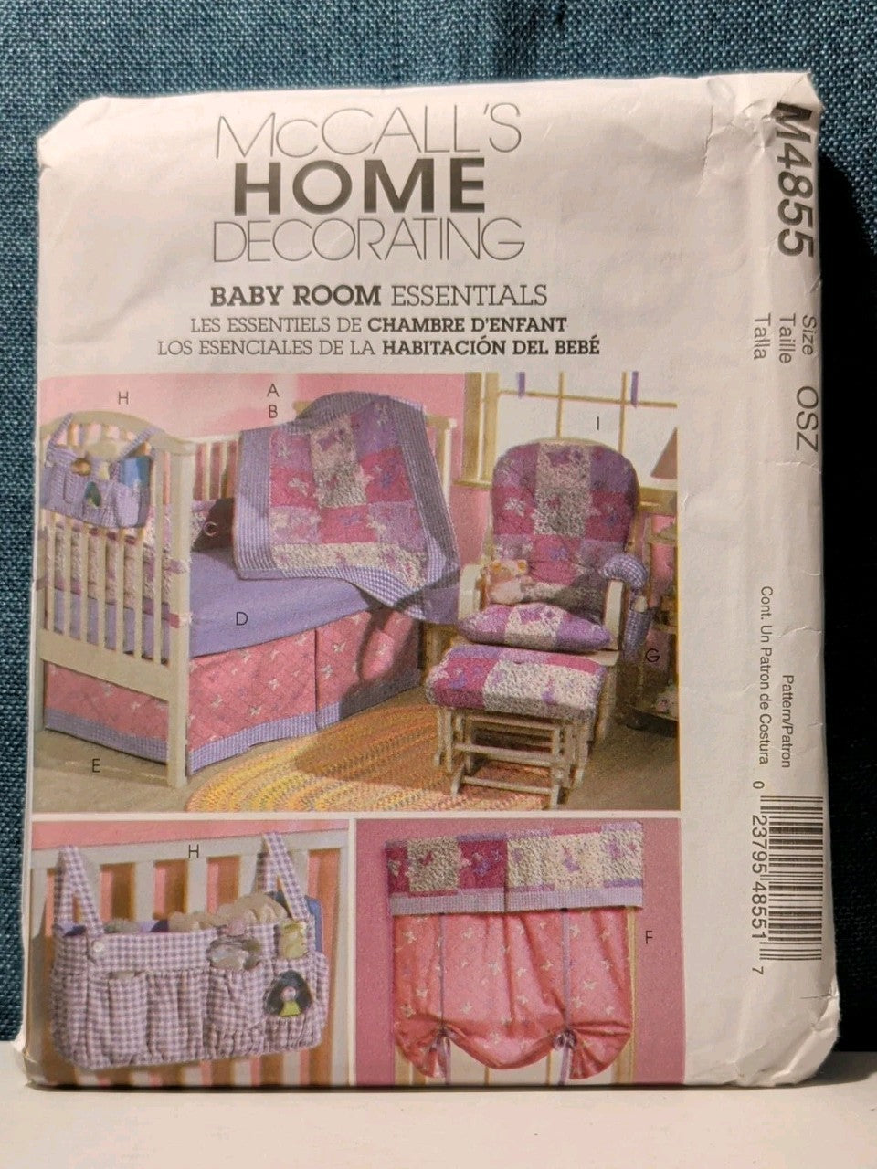 McCall's M4855 Baby Nursery Decor Pattern '05 Bedding Quilt Bumper Stacker UNCUT