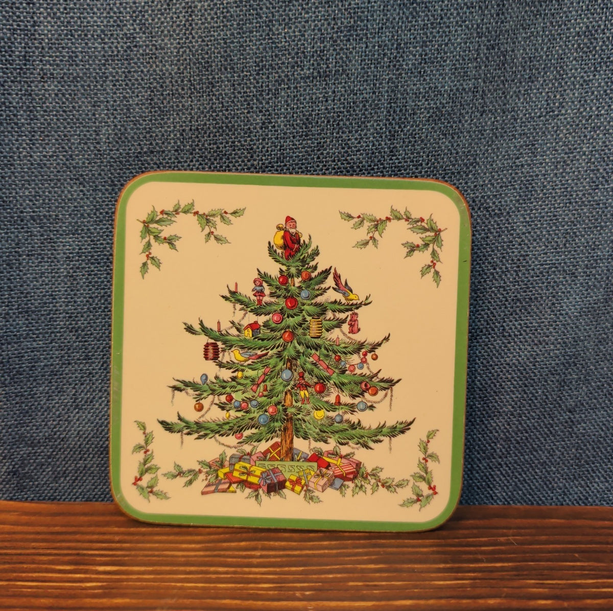 Christmas Tree Cork Back Coaster Holiday Decor Single