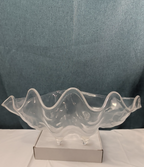 Large Acrylic Clam Shell Serving Bowl 18" Wavy Scalloped Beach House Centerpiece