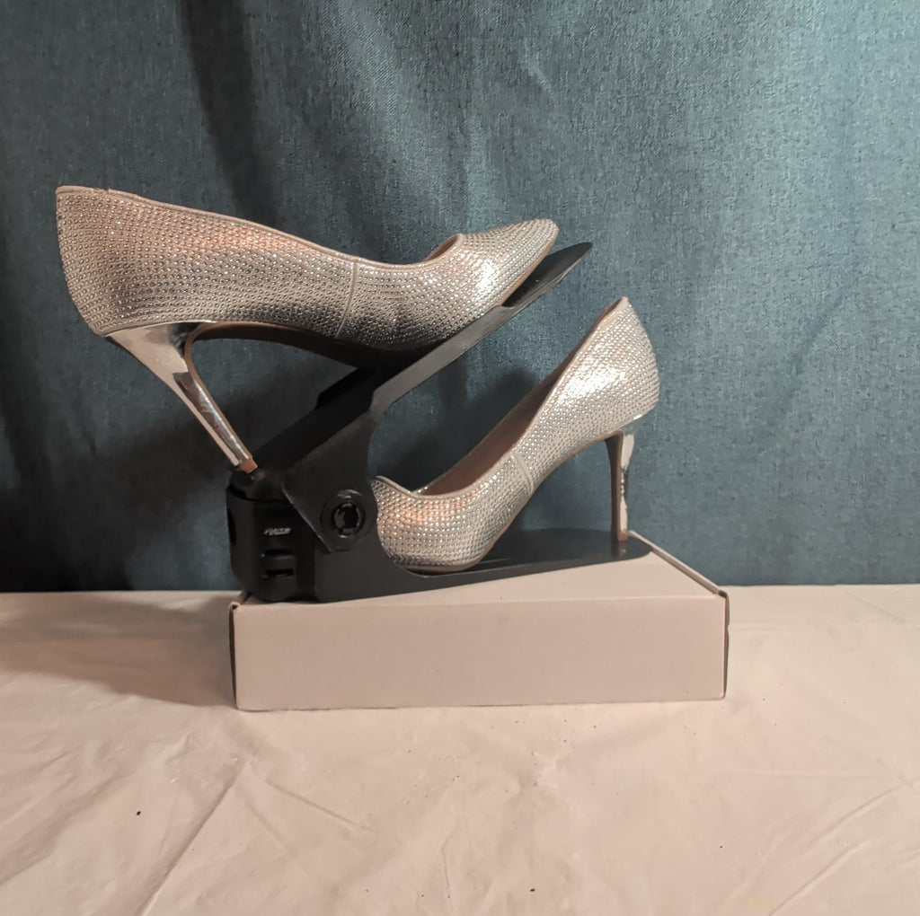 Jessica Simpson Lindiza Rhinestone Pumps 8M Silver Sparkly Stiletto Heels 39