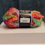Lion Brand Lion Boucle Yarn Sorbet 205 Mohair Blend Textured Pink Teal Orange
