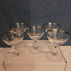 Tiffin Franciscan Brookmar Platinum Rim Champagne Coupe Sherbet Glass Set of 5
