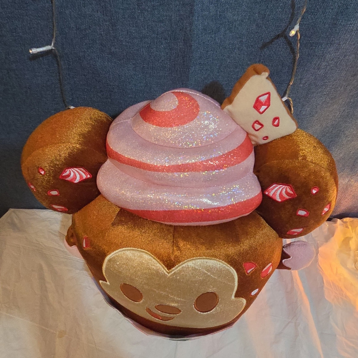 Disney Mickey Mouse Gingerbread Cupcake Plush Toy with Peppermint Accents
