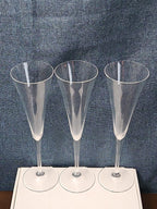 Set of 3 Tall Champagne Flutes | 9.5" Trumpet Shape | Elegant Clear Glass